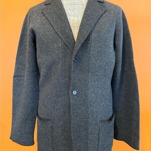 Charcoal/Black Birdseye Knit Merino/Cashmere Knit Blazer